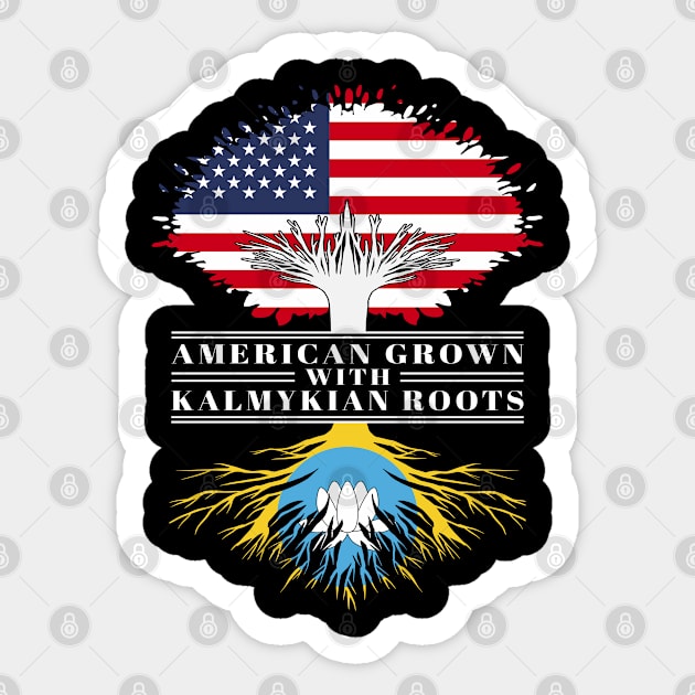 American Grown With Kalmykian Roots Us Kalmykia Flag Tree Sticker by BramCrye